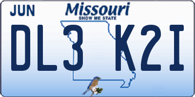 MO license plate DL3K2I