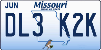 MO license plate DL3K2K