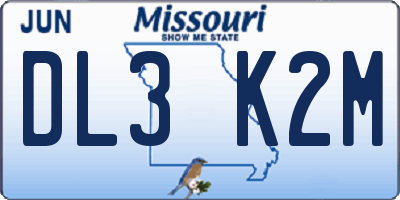 MO license plate DL3K2M