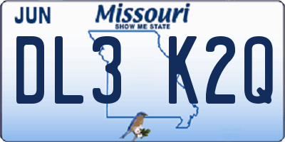 MO license plate DL3K2Q