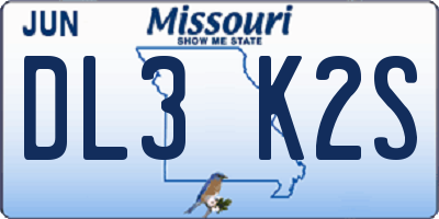 MO license plate DL3K2S