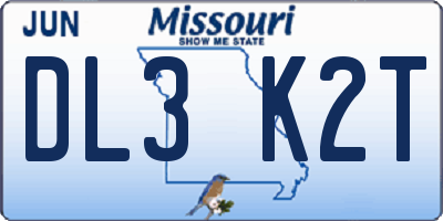 MO license plate DL3K2T