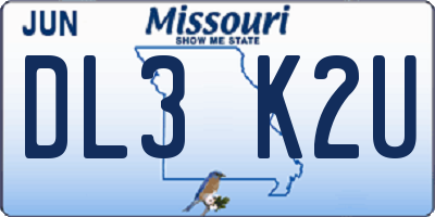 MO license plate DL3K2U