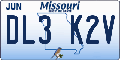 MO license plate DL3K2V