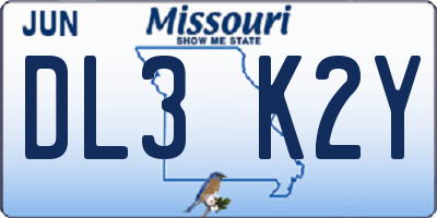 MO license plate DL3K2Y