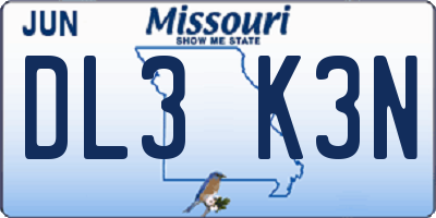 MO license plate DL3K3N