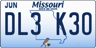 MO license plate DL3K3O
