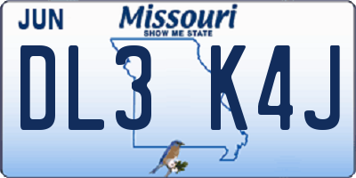 MO license plate DL3K4J
