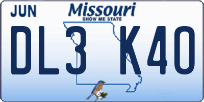 MO license plate DL3K4O