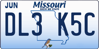 MO license plate DL3K5C