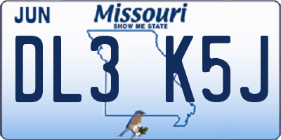 MO license plate DL3K5J