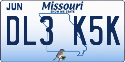 MO license plate DL3K5K