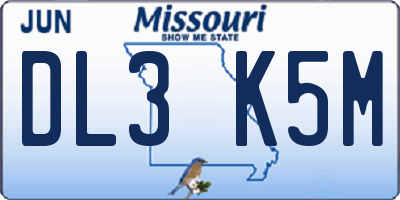 MO license plate DL3K5M
