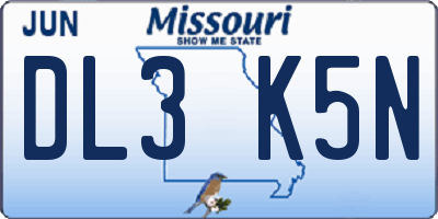 MO license plate DL3K5N