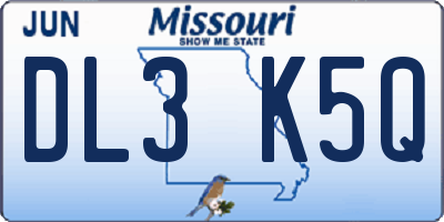MO license plate DL3K5Q
