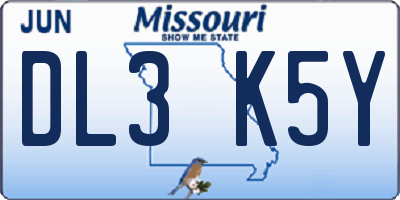 MO license plate DL3K5Y