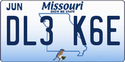 MO license plate DL3K6E
