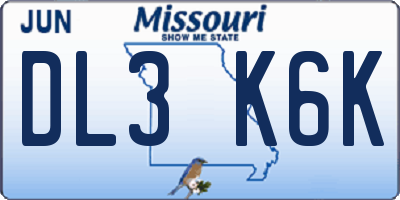 MO license plate DL3K6K