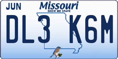 MO license plate DL3K6M