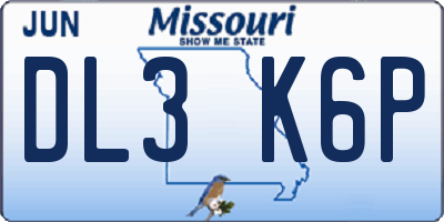 MO license plate DL3K6P