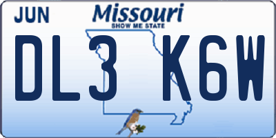 MO license plate DL3K6W