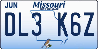 MO license plate DL3K6Z