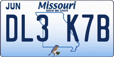 MO license plate DL3K7B