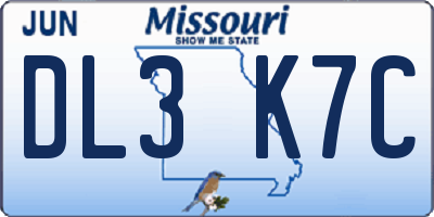 MO license plate DL3K7C