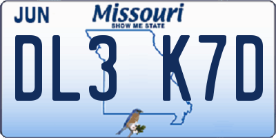 MO license plate DL3K7D