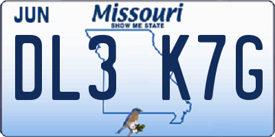 MO license plate DL3K7G