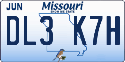MO license plate DL3K7H