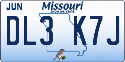 MO license plate DL3K7J