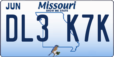 MO license plate DL3K7K