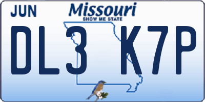 MO license plate DL3K7P