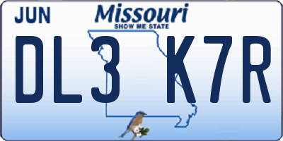 MO license plate DL3K7R