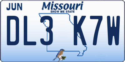 MO license plate DL3K7W