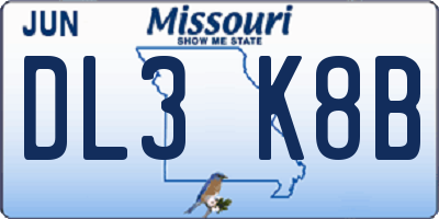 MO license plate DL3K8B