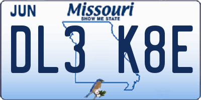 MO license plate DL3K8E