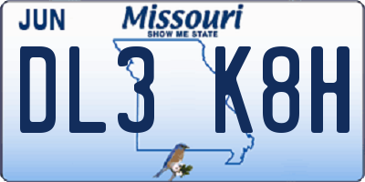 MO license plate DL3K8H