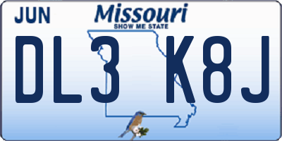 MO license plate DL3K8J