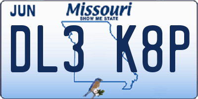 MO license plate DL3K8P