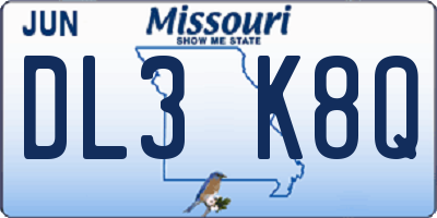 MO license plate DL3K8Q