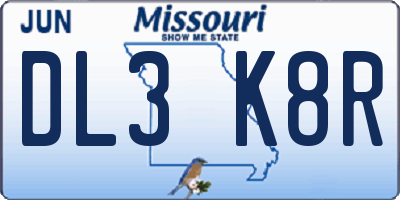 MO license plate DL3K8R