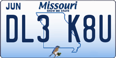 MO license plate DL3K8U