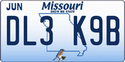 MO license plate DL3K9B