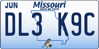 MO license plate DL3K9C