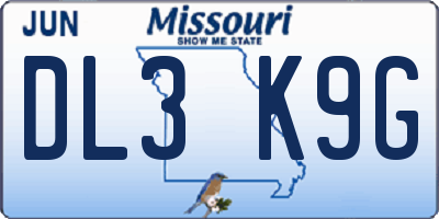 MO license plate DL3K9G