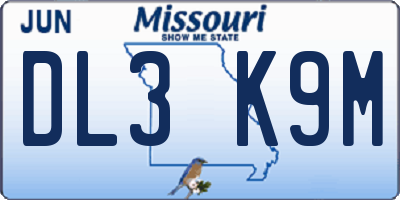 MO license plate DL3K9M