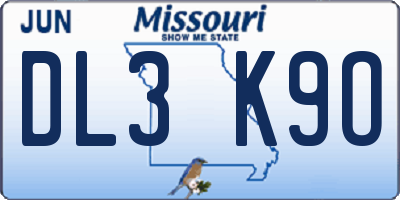 MO license plate DL3K9O