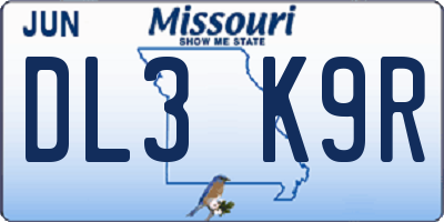 MO license plate DL3K9R